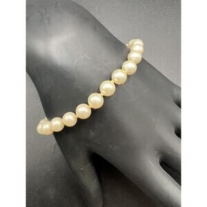 Early Vintage Signed NAPIER Faux Pearl Bead Knotted Bracelet Wedding Ready